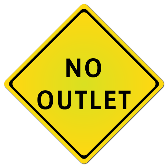 W14-2a No Outlet (with arrow)