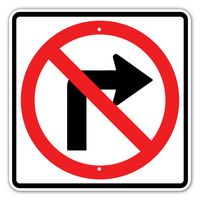 No Right Turn Sign 24
