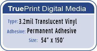 3mil Gloss White Vinyl Black Permanent Adhesive 54 x 150