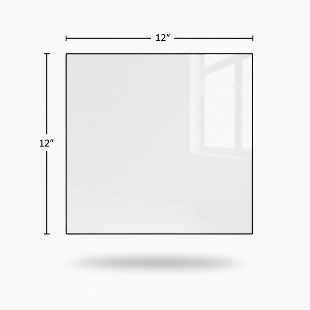 Rectangular white object with dimensions labeled on a white background