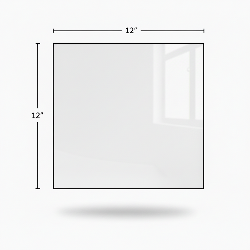 Rectangular white object with dimensions labeled on a white background