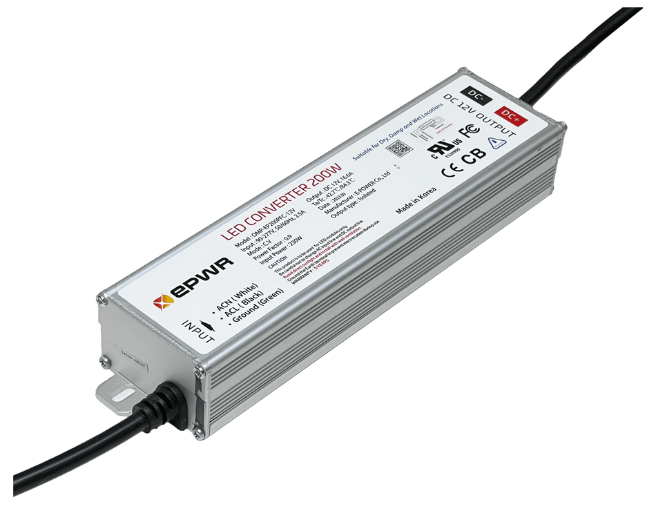 EP - 200 - 12 LED Power Supply – 200W 12V Outdoor Metal Driver (IP68 Rated) - Blue Ridge Sign Supply Inc