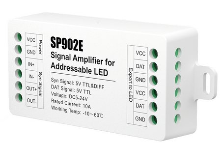 SP902E SPI Signal Amplifier | Extend & Boost Addressable LED Signals | TTL & RS485 Compatible - Blue Ridge Sign Supply Inc