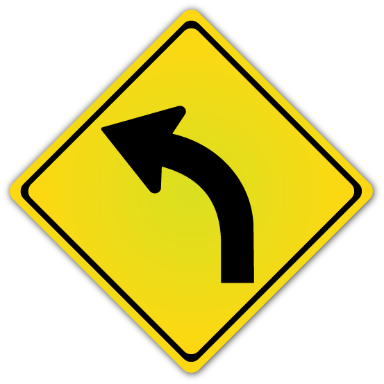 Curve Left Sign (W1 - 2L) - Blue Ridge Sign Supply Inc
