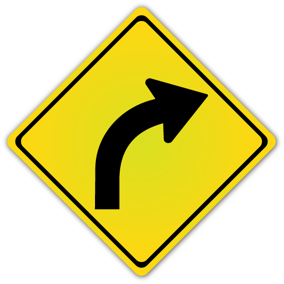 Curve Right Sign (W1-2R)