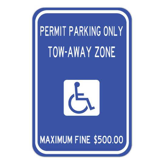 Handicapped Permit Only Sign 12" x 18" (R7 - 8 - 16) - Blue Ridge Sign Supply Inc