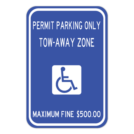 Handicapped Permit Only Sign 12" x 18" (R7 - 8 - 16) - Blue Ridge Sign Supply Inc