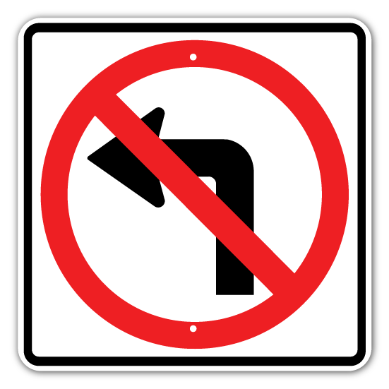 No Left Turn Sign 24"x24" (R3-2)