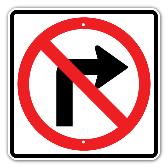 No Right Turn 24"x24" (R3-1)