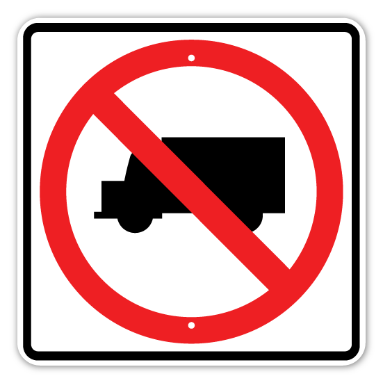 No Trucks Sign 24"x24" (R5 - 2) - Blue Ridge Sign Supply Inc