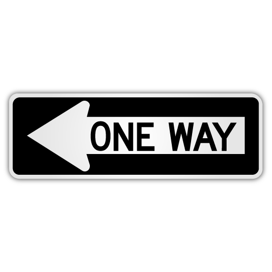 One Way Left Arrow Sign 36" x 12" (R3-12L)