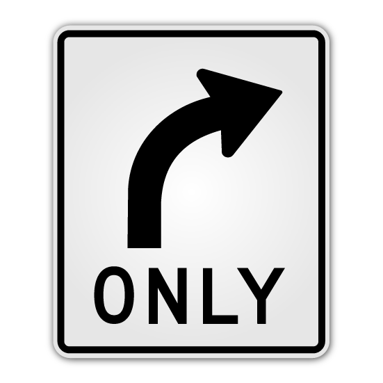 Right Turn Only Sign 30" x 36" (R3-5RN)