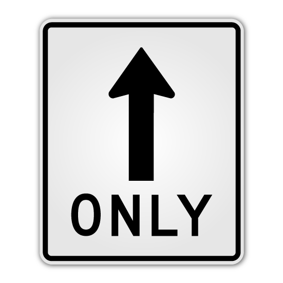 Straight Only Sign 30" x 36" (R3-5SN)